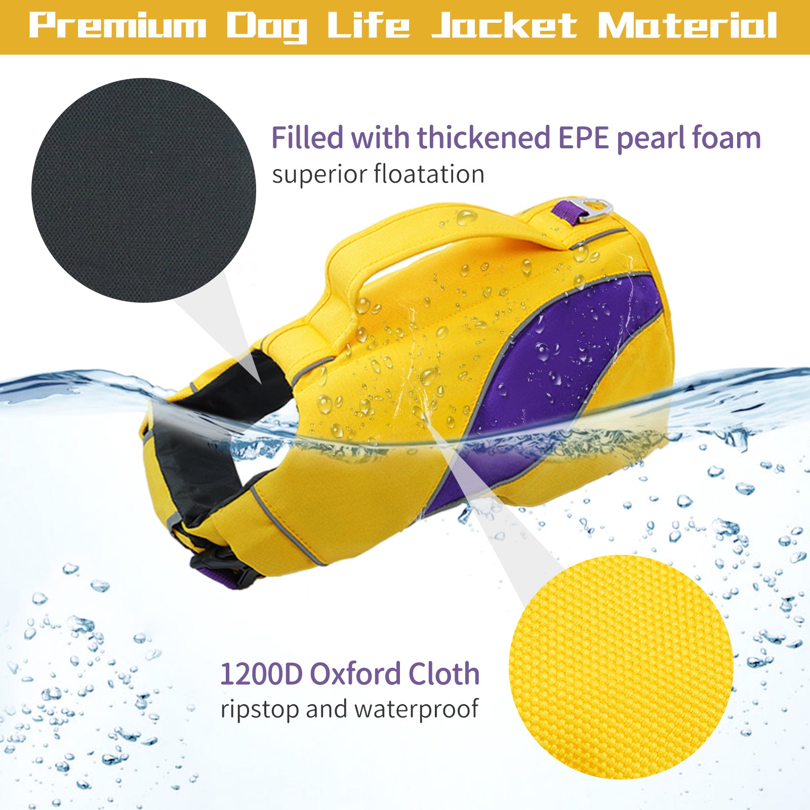 ROZKITCH Dog Life Jacket Reflective Lifesaver Ripstop Adjustable Floatation Vest with Rescue Handle Dog Swimming Vest Durable High Buoyancy for Small Medium Large Dogs