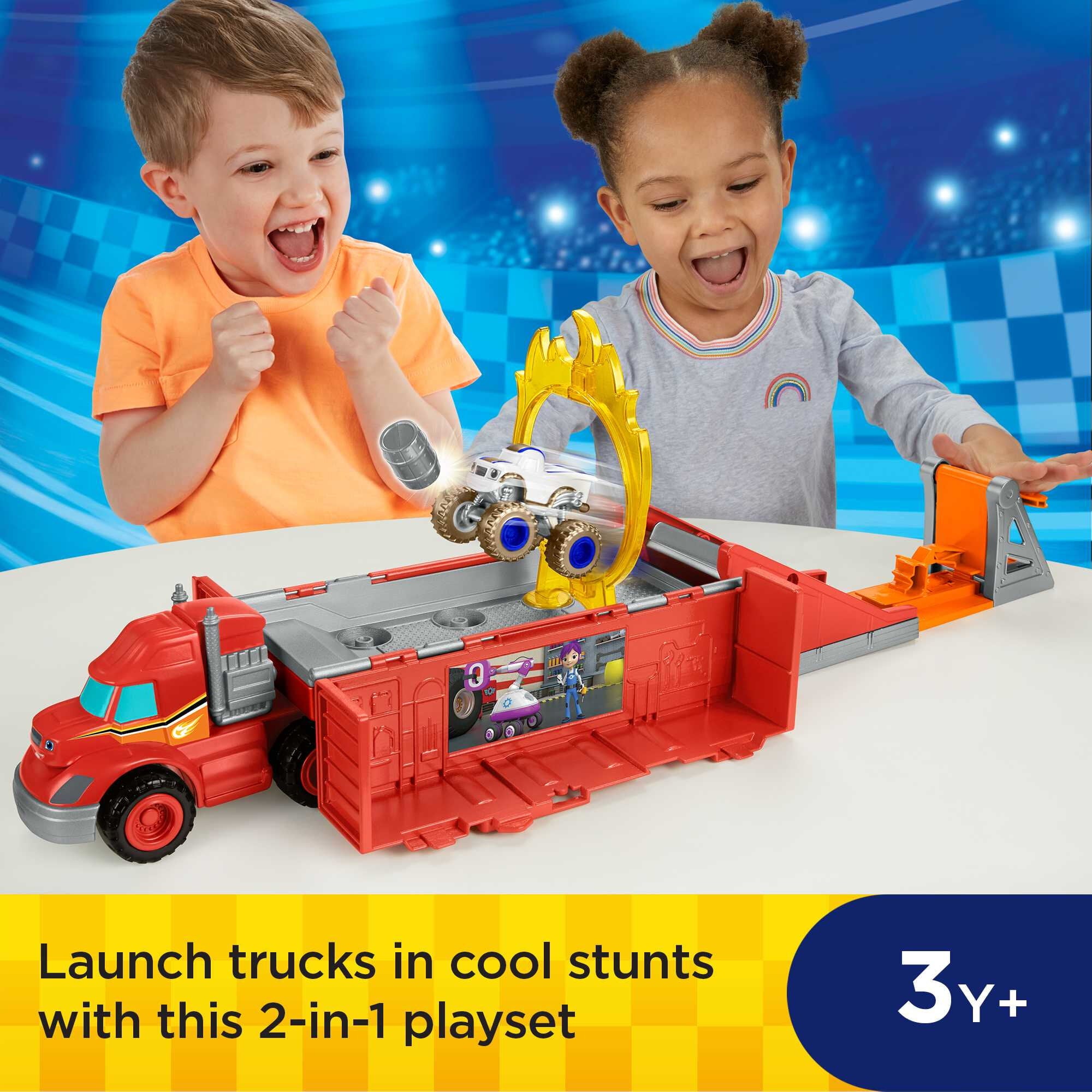 Fisher-Price Blaze and the Monster Machines Launch and Stunts Hauler， Transforming Vehicle Playset