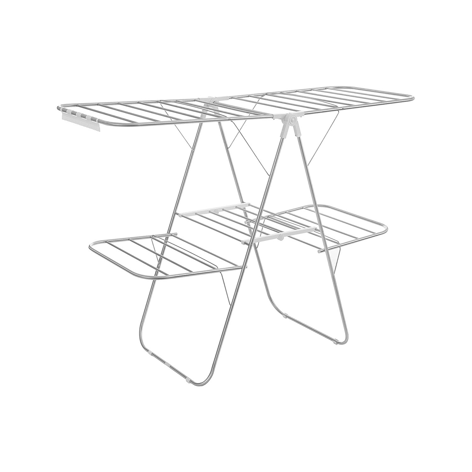 SONGMICS 2-Level Foldable Clothes Drying RackSilve + White