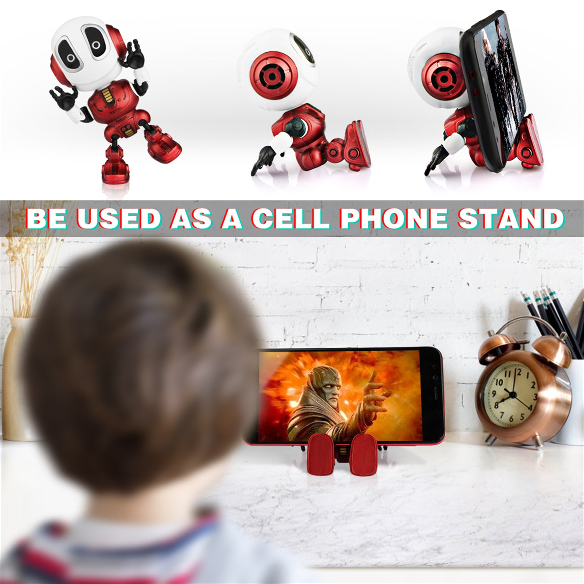 Wupuaait Talking Robot Toy for 3-9 Y Kids with Flexible Body and LED Lights， Red