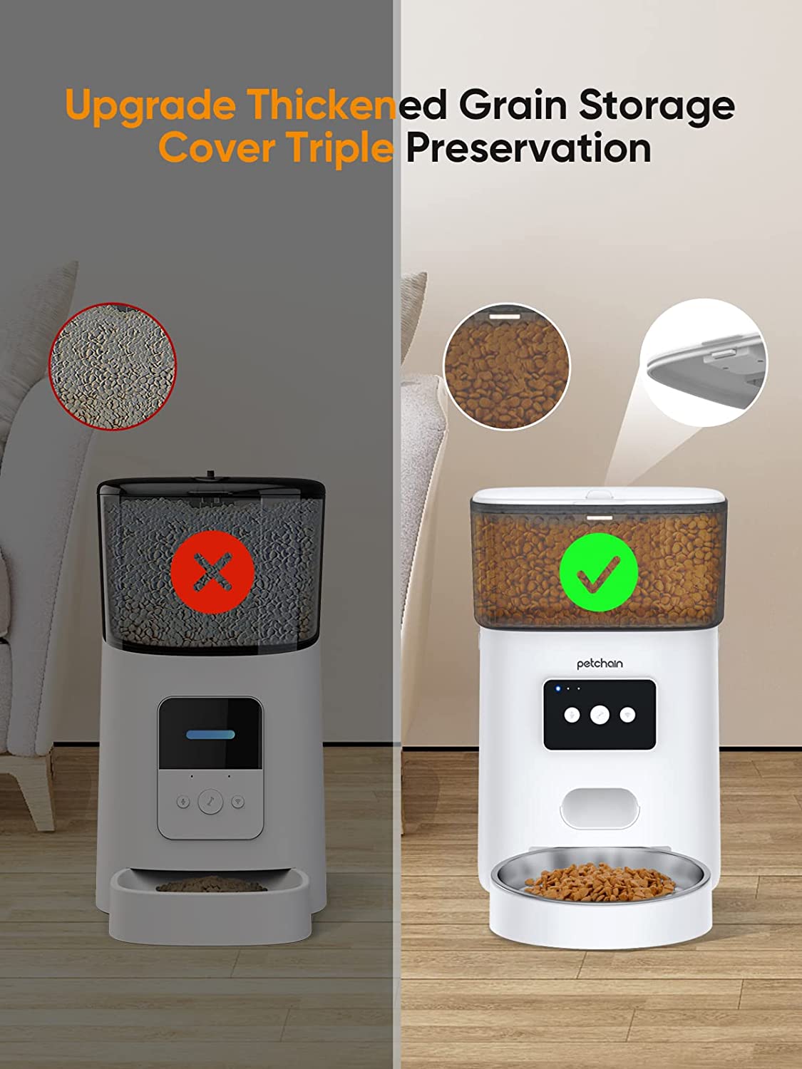 Automatic Cat Feeder， 4L WiFi Pet Food Dispenser for Cats and Dogs APP Control Auto Pet Feeder Up to 20 Portions15 Meals per Day， Low Food Alarm and 10s Voice Recorder for Pet