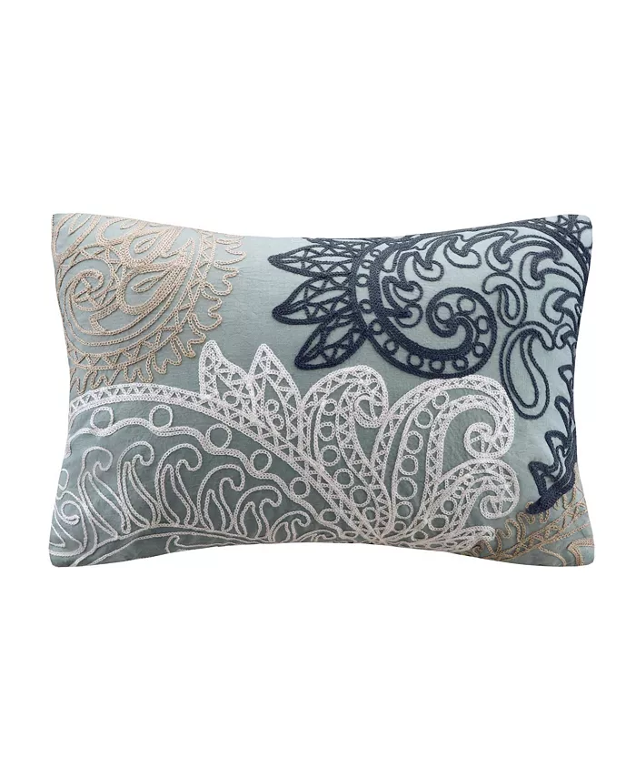 Gracie Mills Kiran Embroidered Cotton Lumbar Throw Pillow