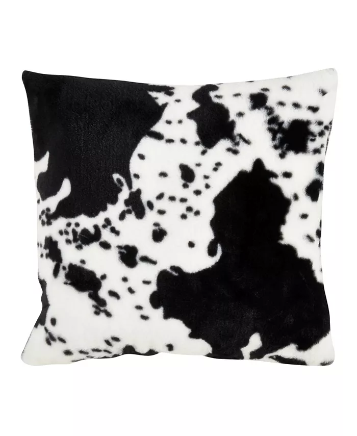 Saro Lifestyle Cow Hide Faux Fur Decorative Pillow， 18