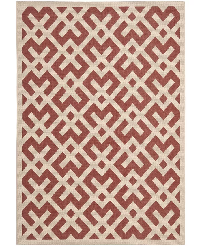 Safavieh Courtyard Red and Bone 4' x 5'7