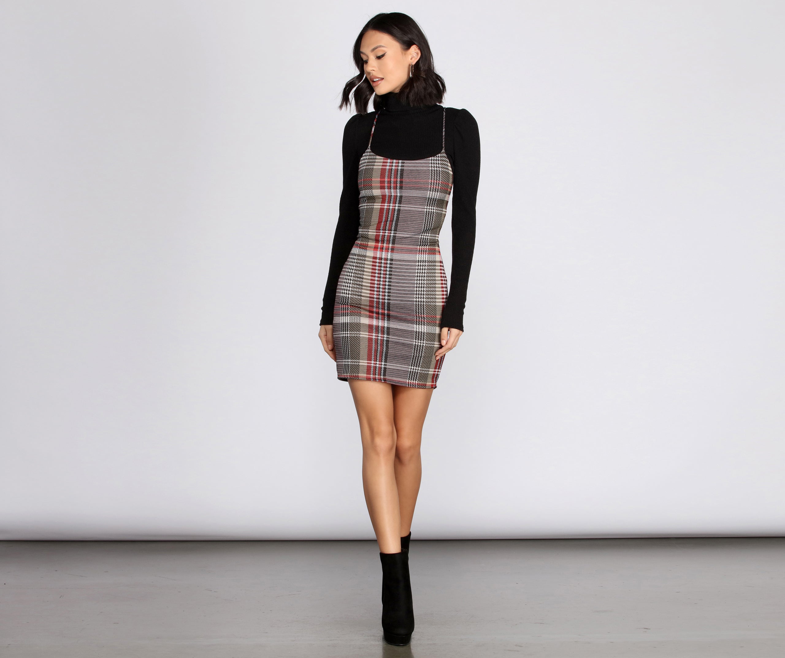 In Check Plaid Mini Dress