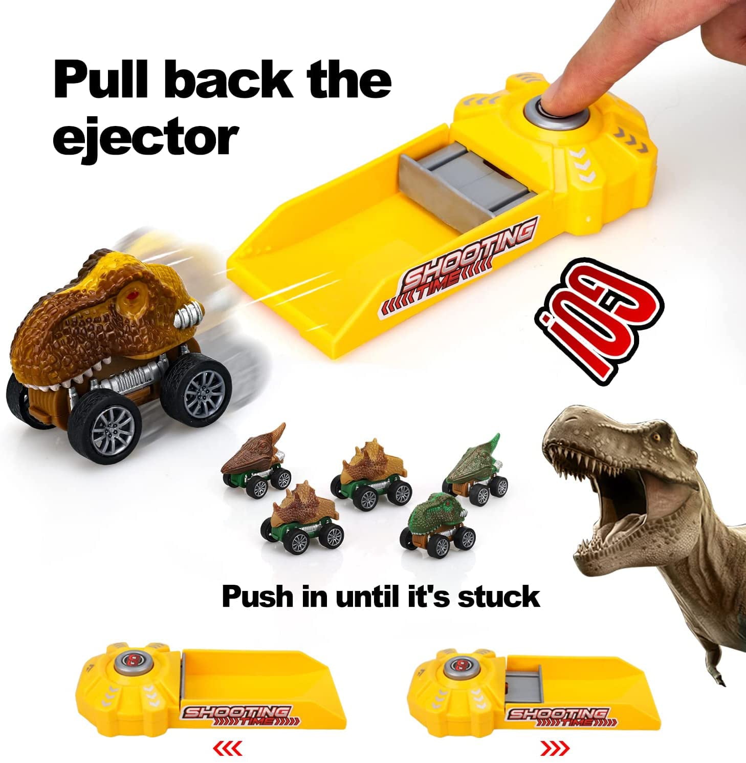 TOY Life Dinosaur Toy Truck for Kids 3 - 8 with Pull Back Car Toys，  9 in 1 Monster Truck for Boys and Girls， Dinosaur Transport Truck for Kids， Dinosaur Toys for Kids 3-7