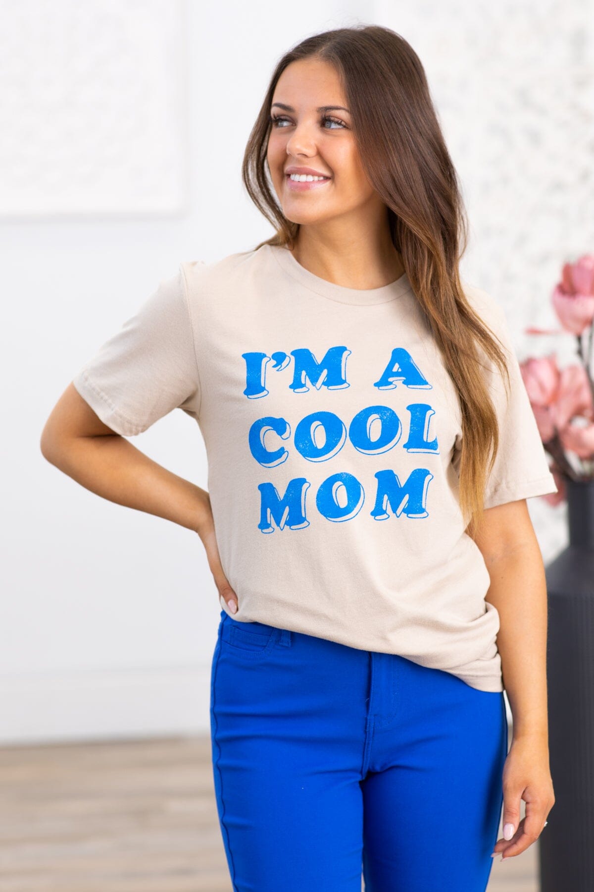 Tan I'm A Cool Mom Graphic Tee
