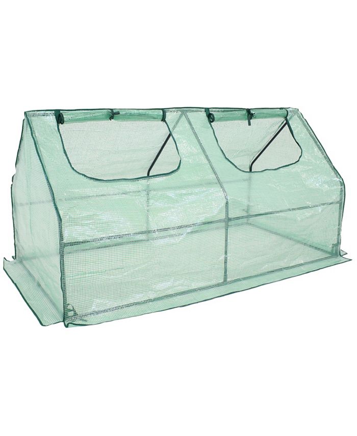 Sunnydaze Decor Steel PVC Cover Mini Cloche Greenhouse with Zipper - Green