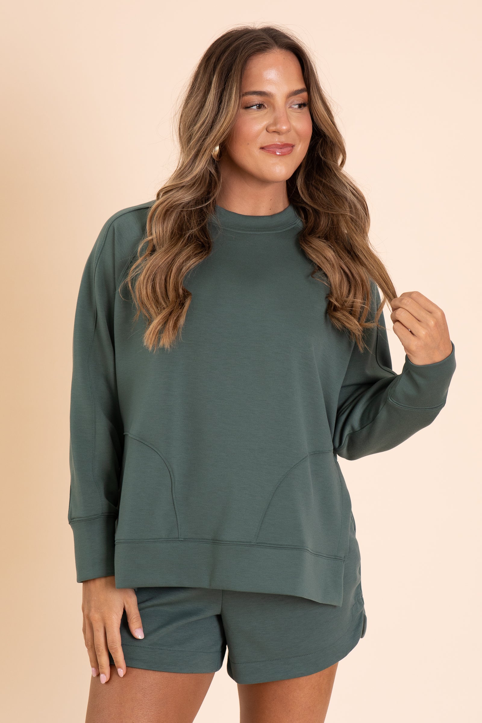 Scuba Round Neck Pullover With Side Slit