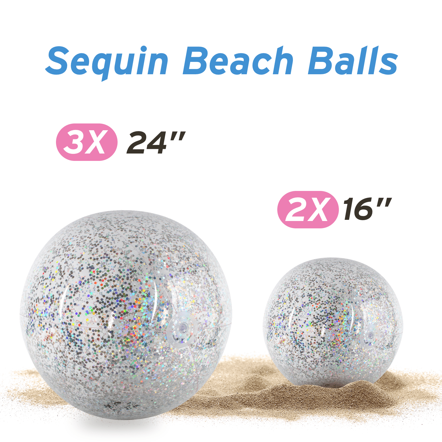 Brier Inflatable Large Beach Ball Pool Accessory Glitter Confetti 16 Inch Premium Beach Theme Water Sand Toy Beach Party Decoration， Pool Party Supplies Beach Balls -Set of 5 |