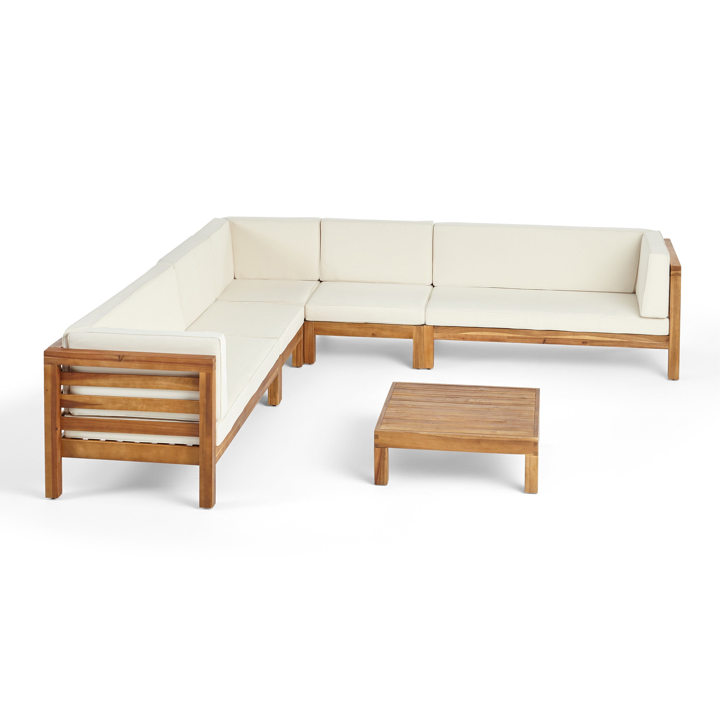 Emma Outdoor 7 Seater Acacia Wood Sectional Sofa Set
