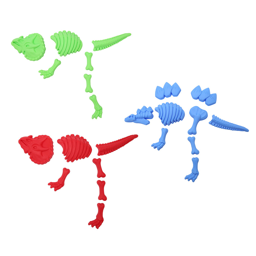 NICEXMAS 3pcs Dinosaur Sand Molds Dinosaur Fossil Sand Molds Multi-color Beach Toy Set
