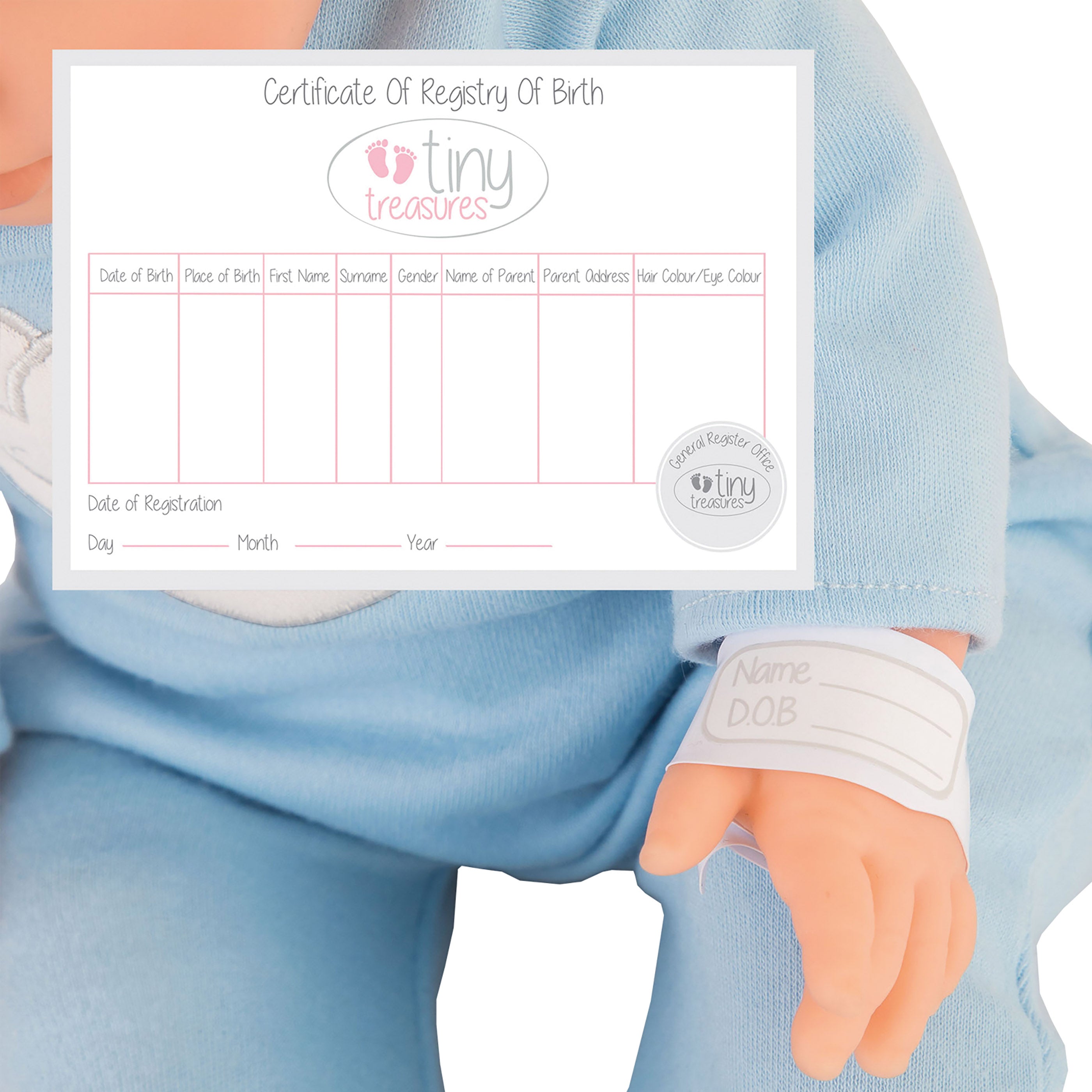 Tiny Treasures Toy Baby Doll in Gift Box - Brown Hair