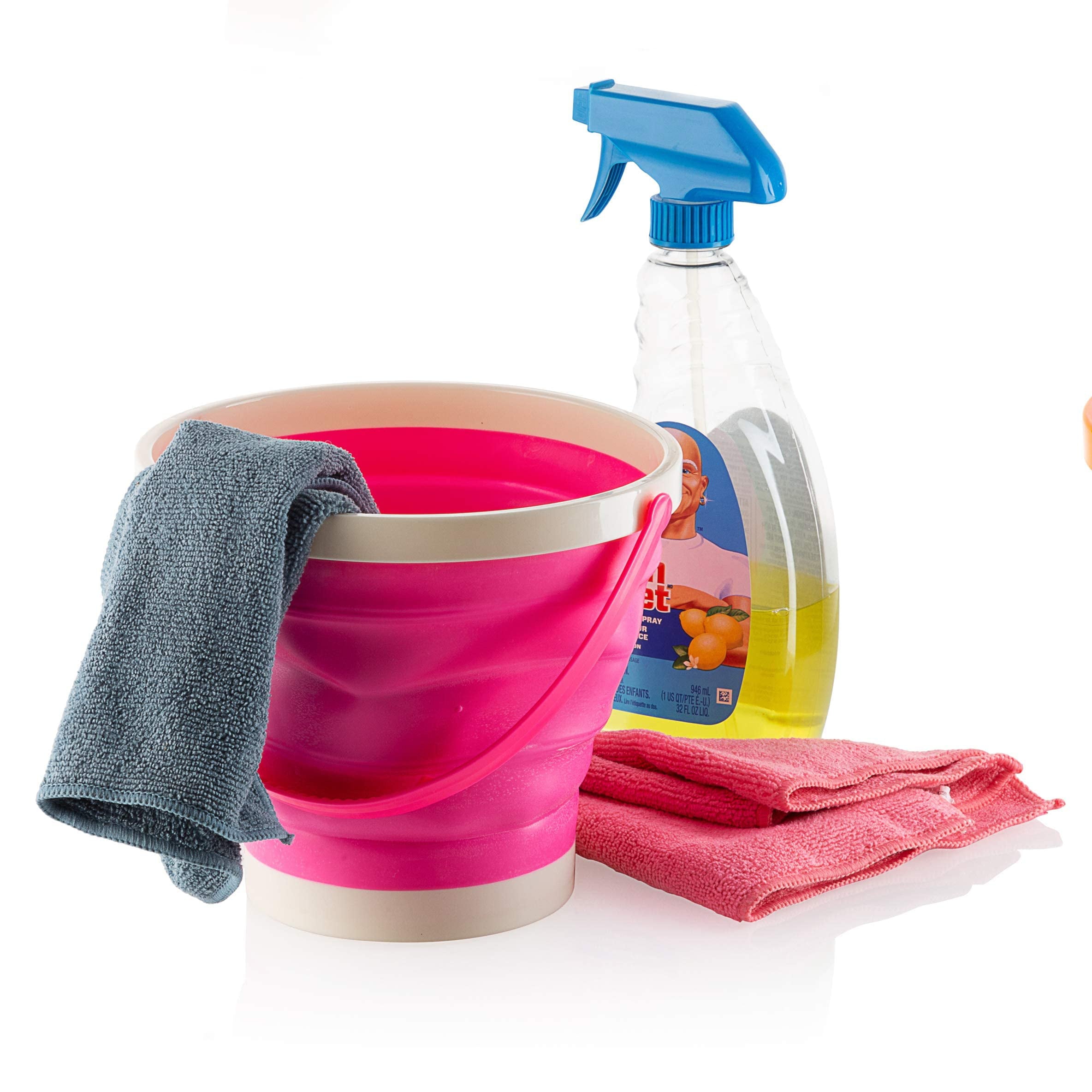 Top Race Foldable Pail Bucket Silicone Collapsible Bucket Multi Purpose 7 Liter, 2 Gallons (Pack of 2)