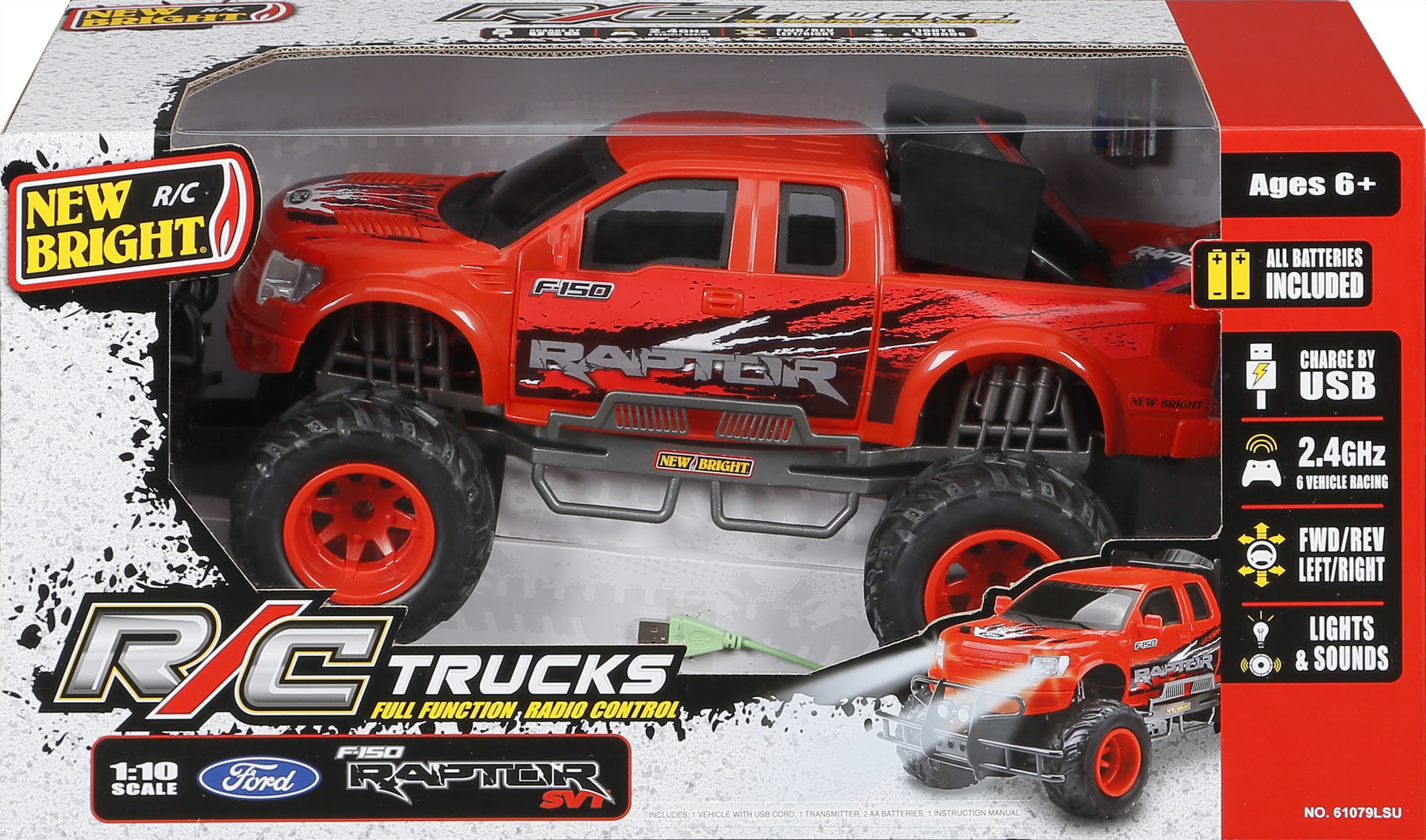 New Bright (1:10) Ford F-150 SVT Raptor Battery Radio Control Truck， 61079LSU