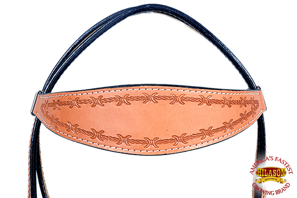 81BH Western Horse Headstall Tack Bridle American Leather Barb Wire Hilason