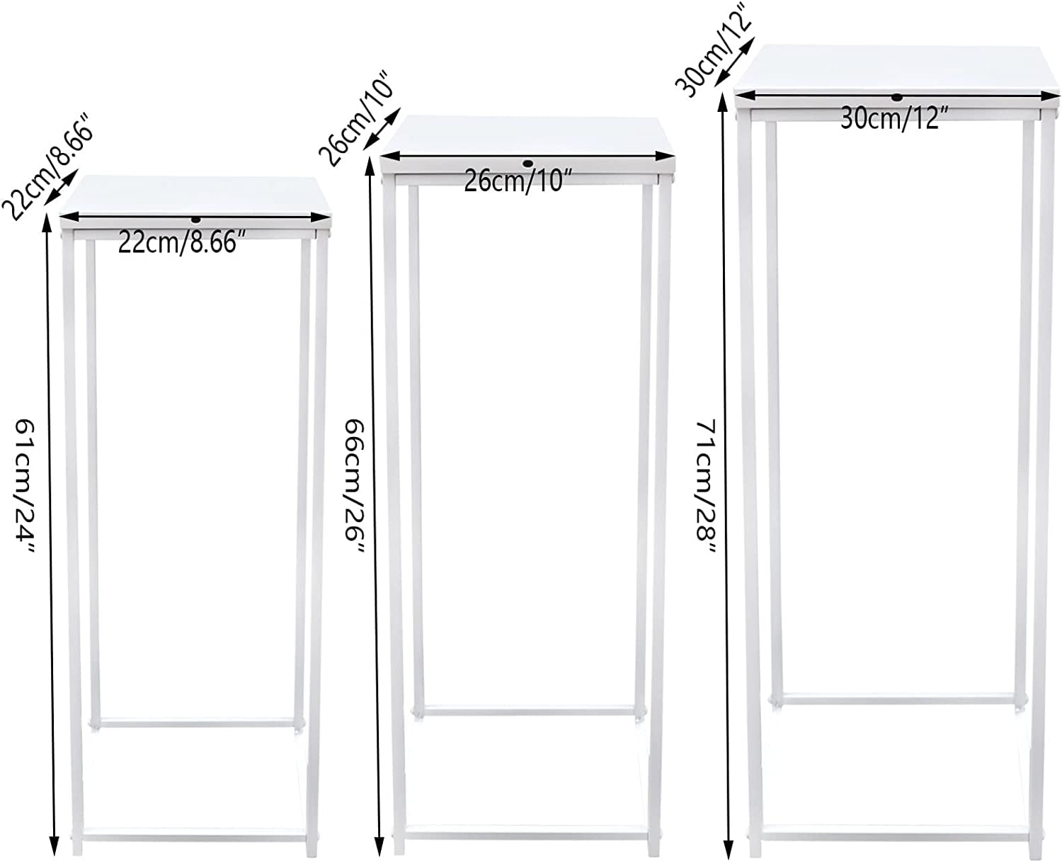 Flkoendmall 3Pcs Plant Stand Flower Pot Holder Rack Metal Display Shelf White