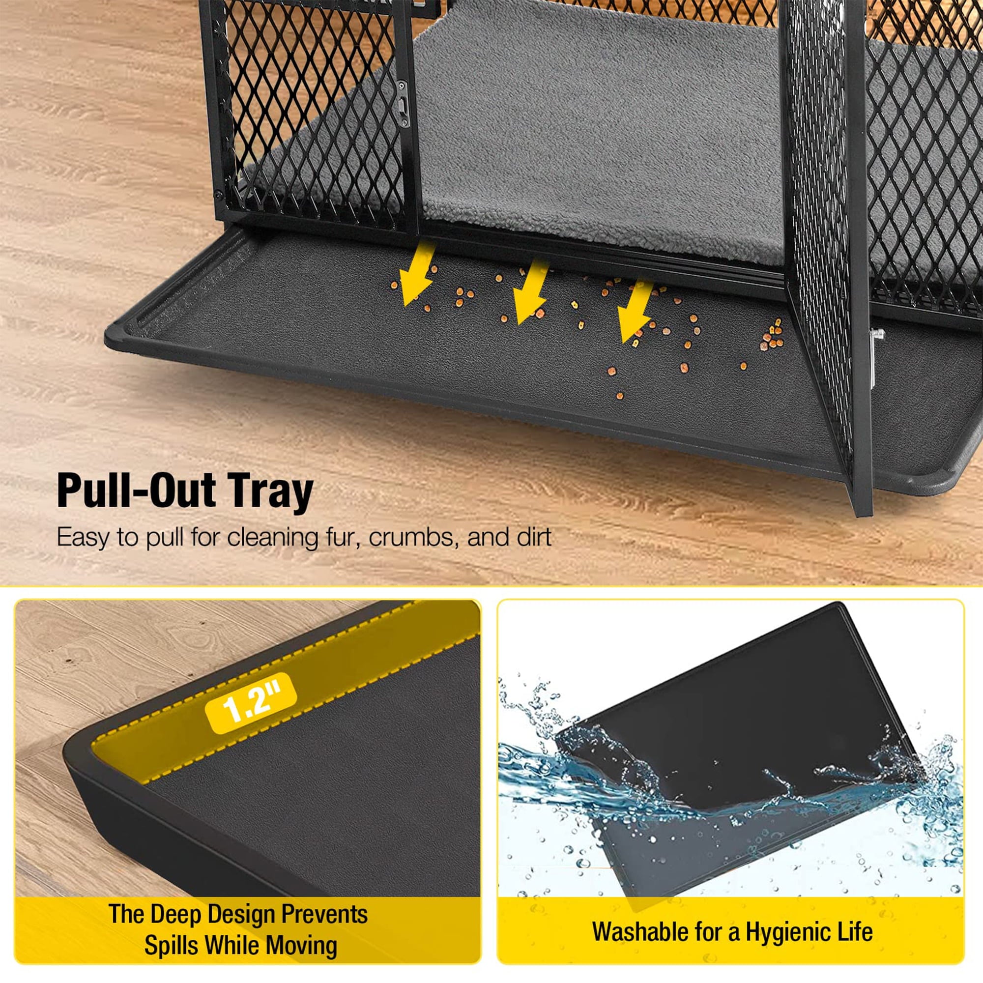 Morgete Dog Crate Furniture Wooden Dog House Small Medium Large Dogs with Cushion Tray