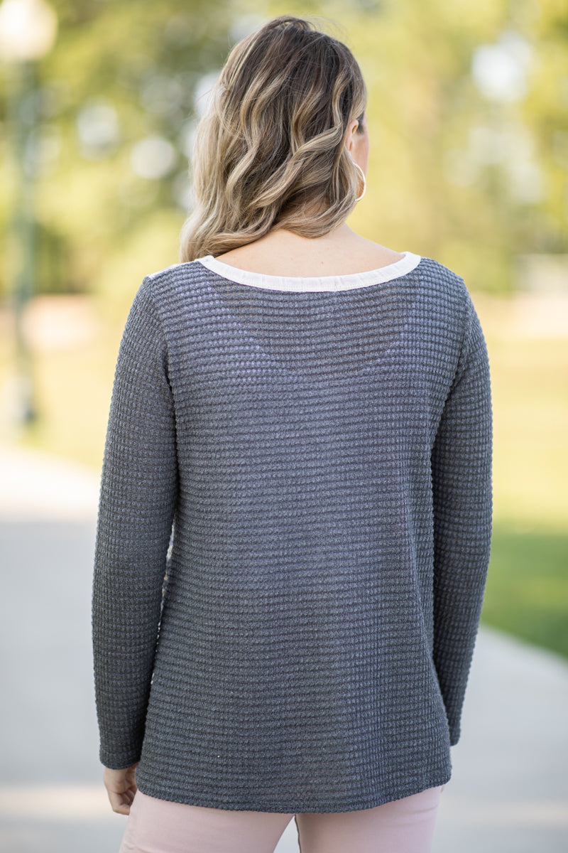 Charcoal Multicolor Paisley Floral Print Top