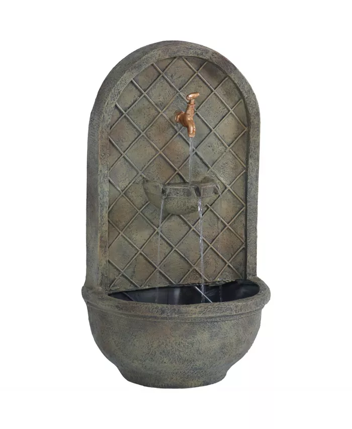 Sunnydaze Decor Messina Outdoor Solar Wall Fountain with Battery - Florentine