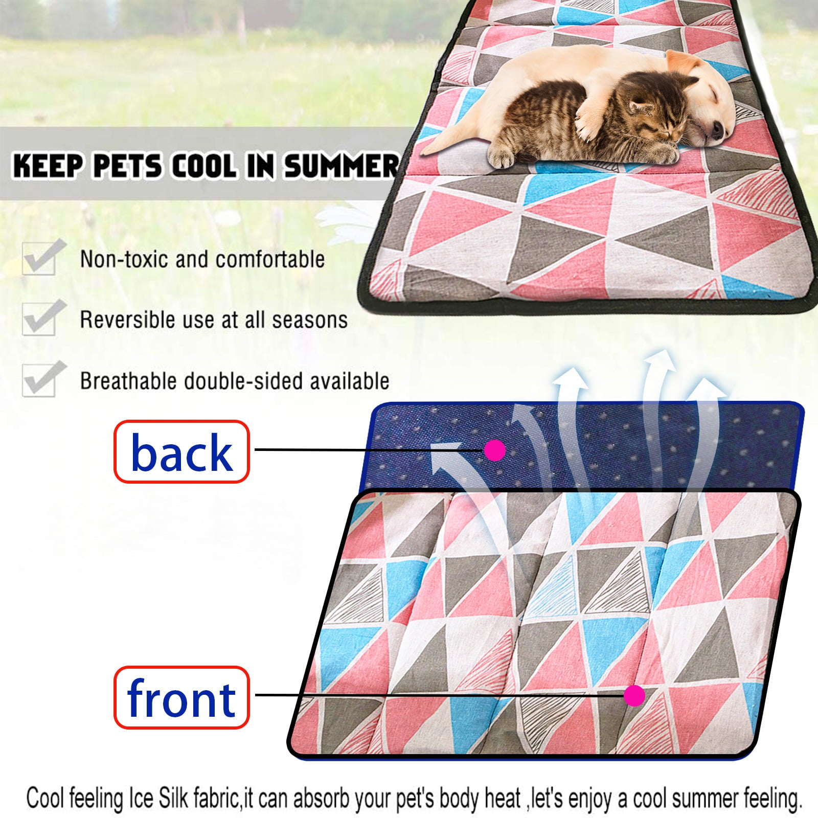 Pet Sleep Cooling Mat Breathable Pet Crate Bed Mat Kennel Pad Cage Cushion for Dog Cat，Linen