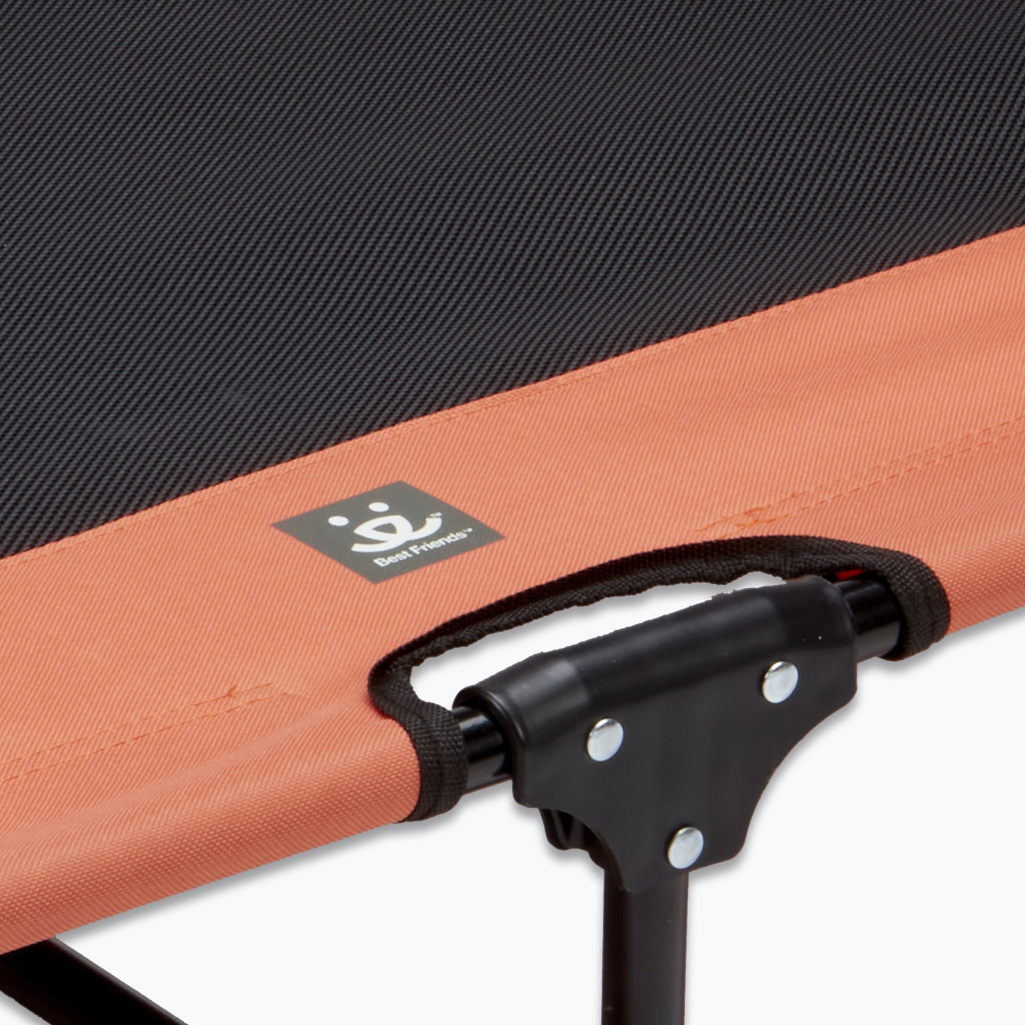 Best Friends Folding Pet Cot with Bonus Collapsible Bowl， Medium - Mesh Center for ventilation with Foldable Legs for easy travel - For pet up to 50 lbs. - Orange and Gray