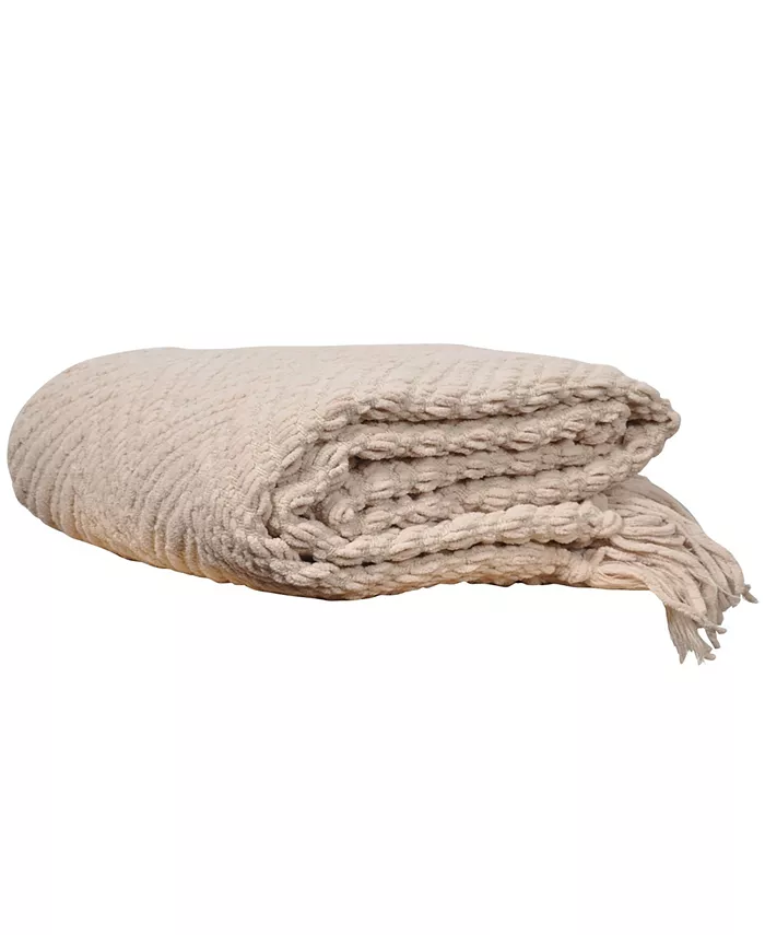 Battilo Knit Zig Zag Textured Woven Micro Chenille Throw