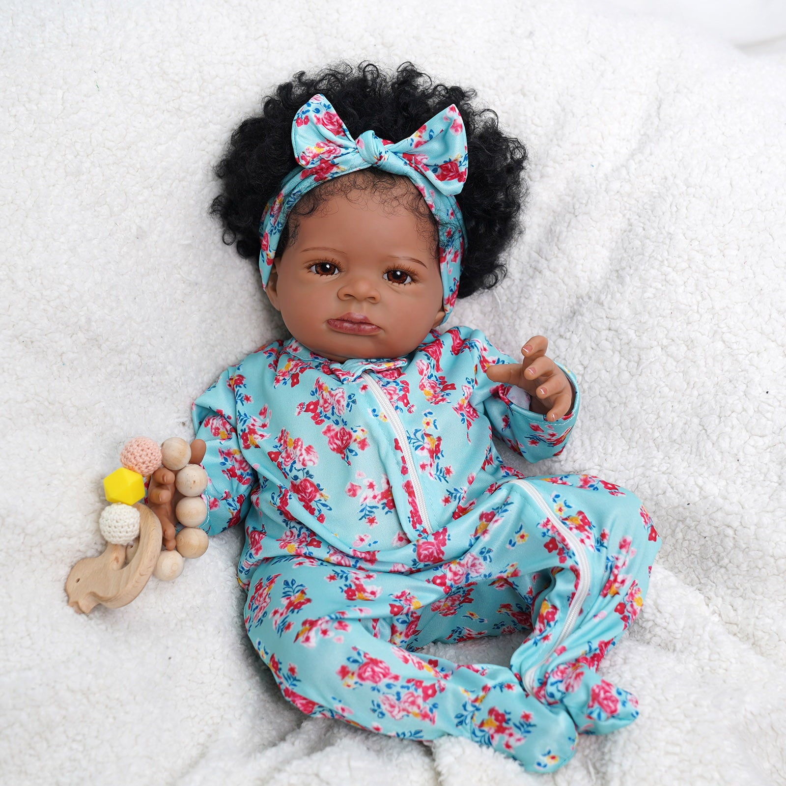 JIZHI Lifelike Reborn Baby Dolls Black 20 inch Realistic Newborn Baby Dolls Real Life Dolls with Clothes for Kids Age 3+