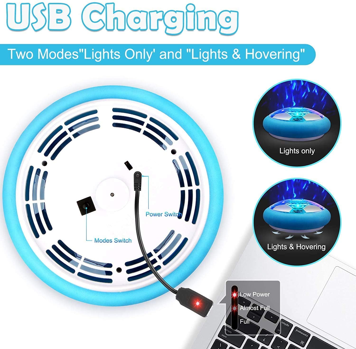 Allaugh Hover Soccer Ball Set with 2 Goals USB Rechargeable Indoor Floating Soccer with LED Light and Safe Bumper Gifts for Kids Ages 3-8