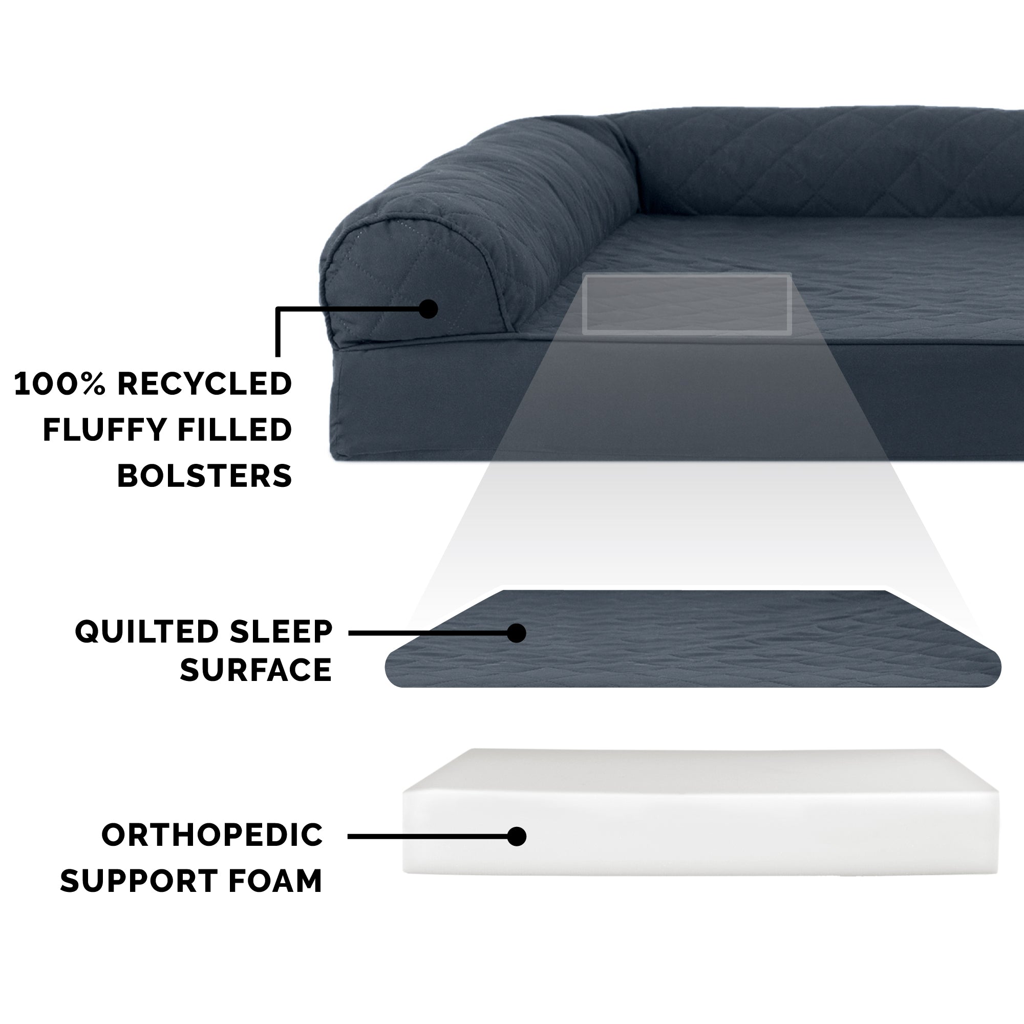 FurHaven | Orthopedic Quilted Sofa Pet Bed for Dogs and Cats， Iron Gray， Jumbo Plus