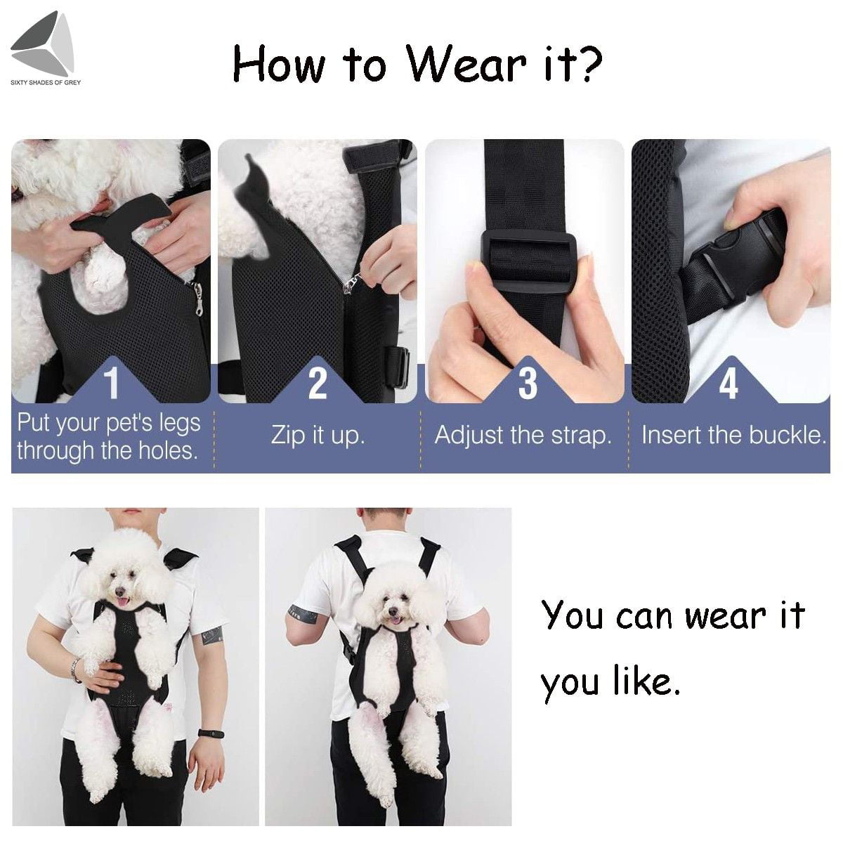 Sixtyshades Pet Dog Carrier Backpack Adjustable Puppy Travel Bag Legs Out (S， Pink)