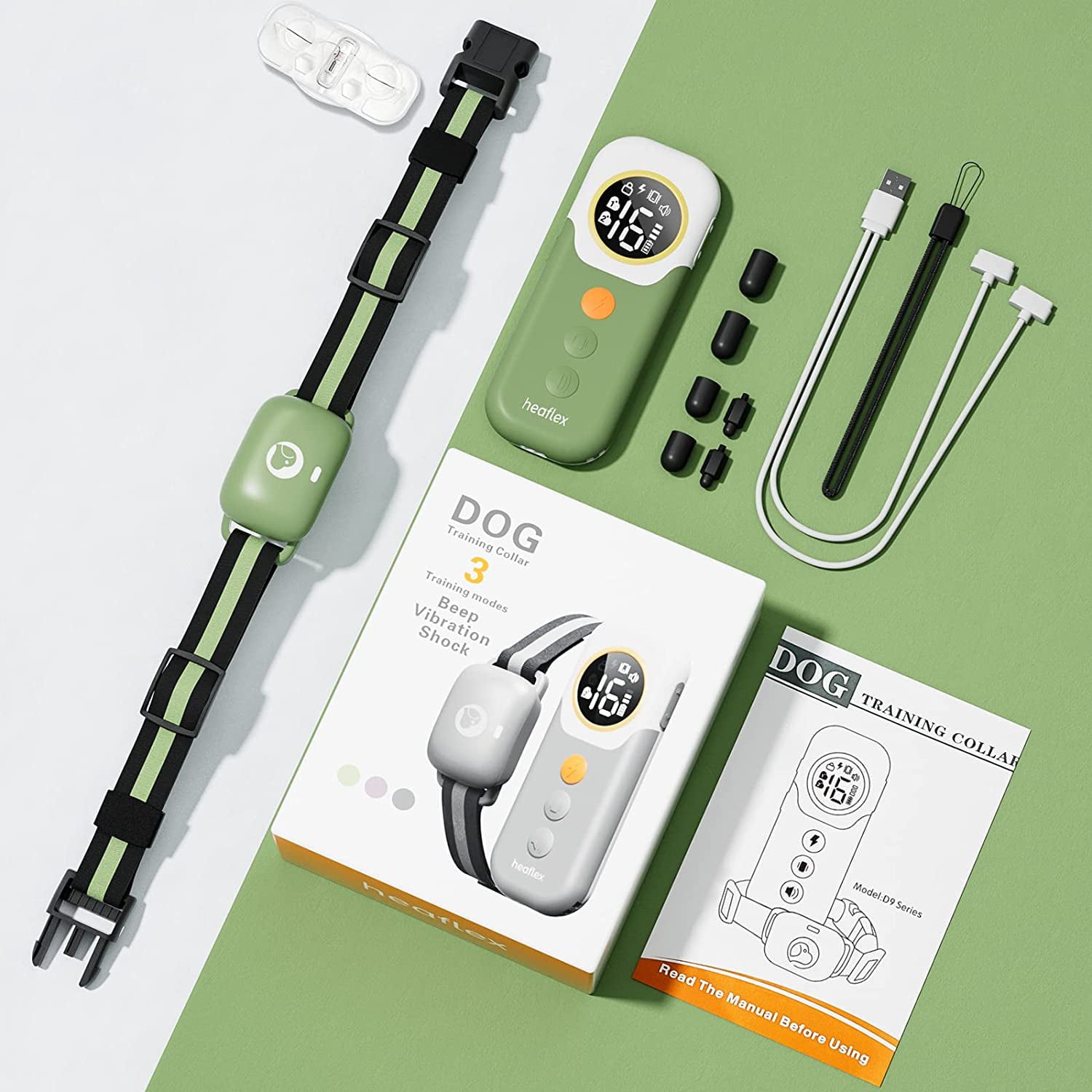 Heaflex Remote Electric Dog Training Collar， No Bark E-Shock Beeps Vibration 3 Safe Training Modes for Small Medium Large Dogs