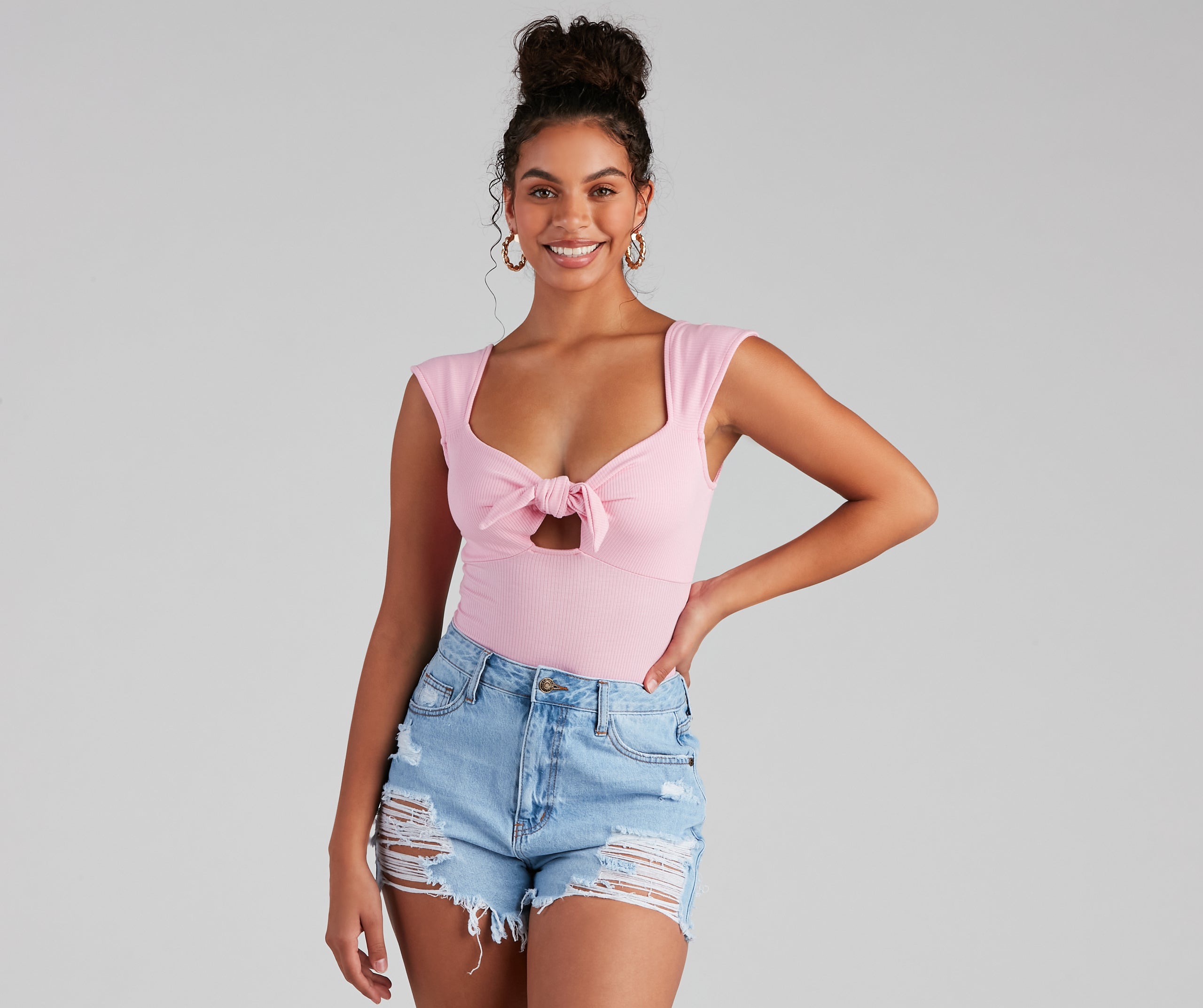 Sweet Vibes Tie-Front Bodysuit