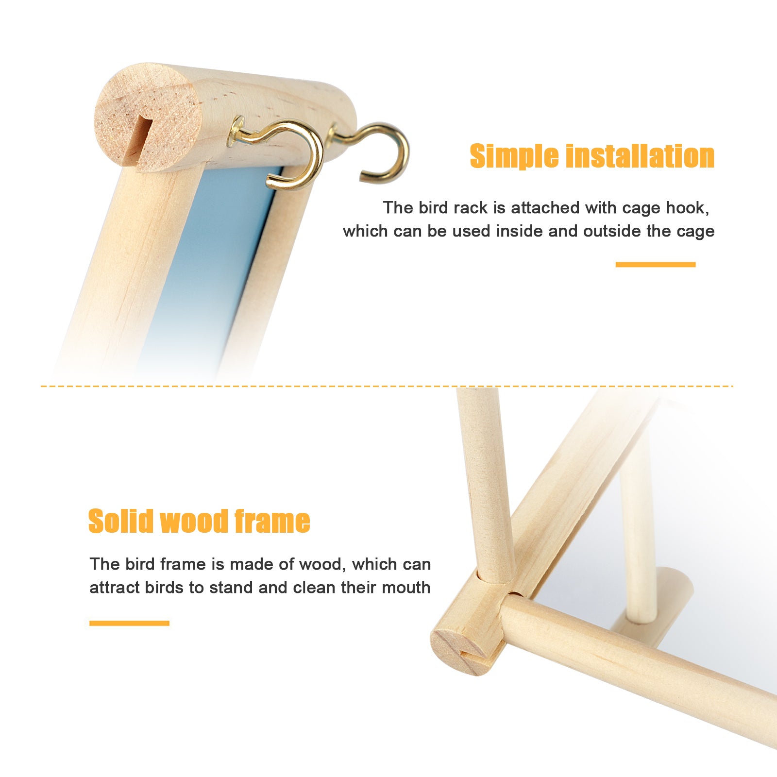 Bird Swing Toy Bird Parrot Cage Swing Mirror Toy， TSV Bird Mirror Parakeet Parrot Cage Wooden Swing Toy Hummingbird Perch Stand for Pet Birds Parakeet Lovebird Canaries Macaw African Parrot