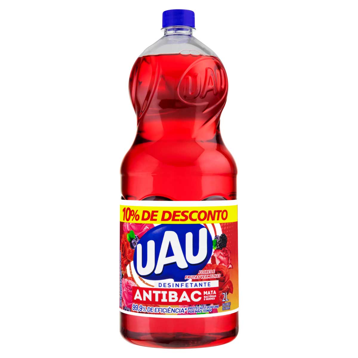Desinfetante Uso Geral Flores e Frutas Vermelhas Uau Antibac Frasco 2l Gratis 10% de Desconto