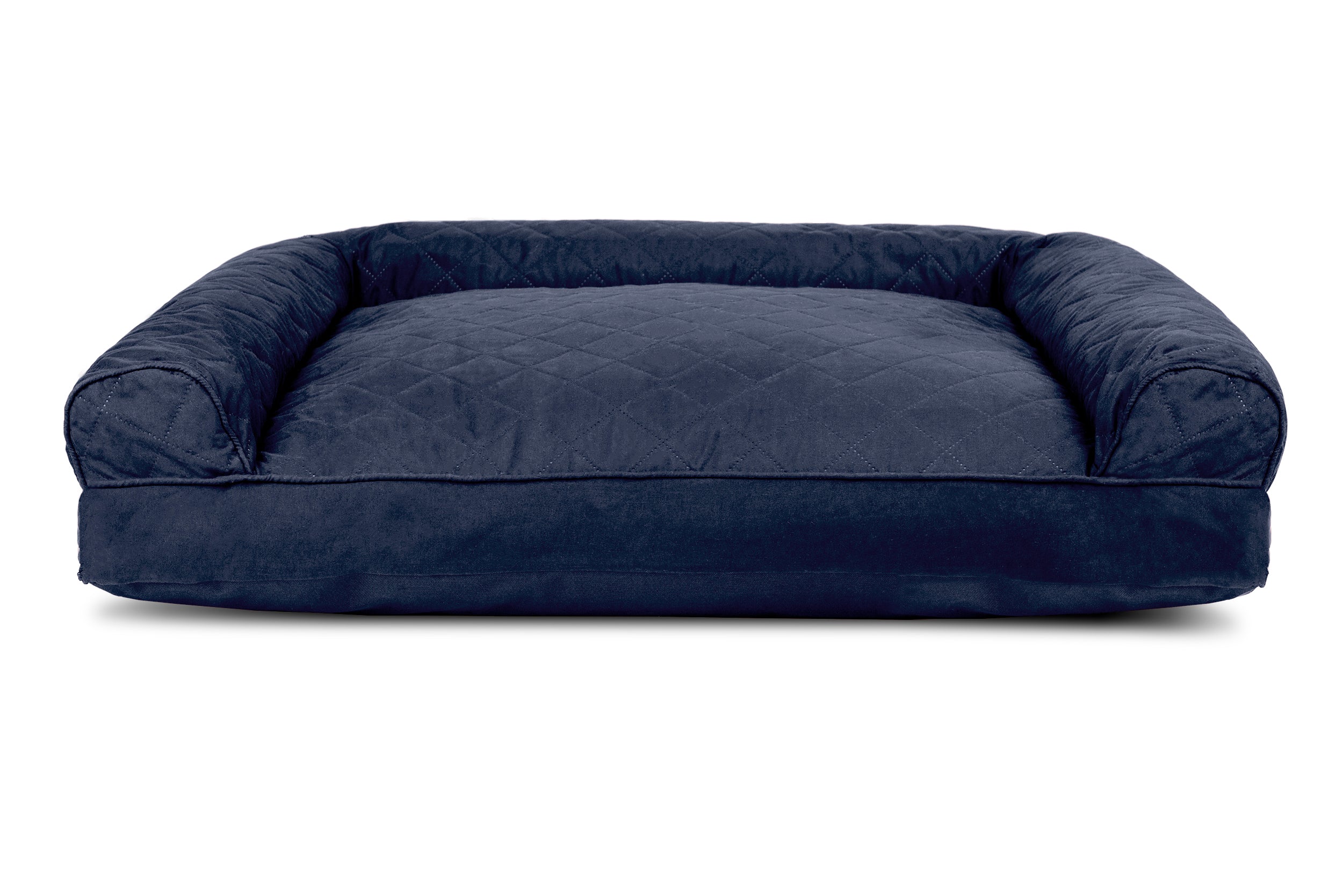 FurHaven | Quilted Pillow Sofa Pet Bed for Dogs and Cats， Navy， Large