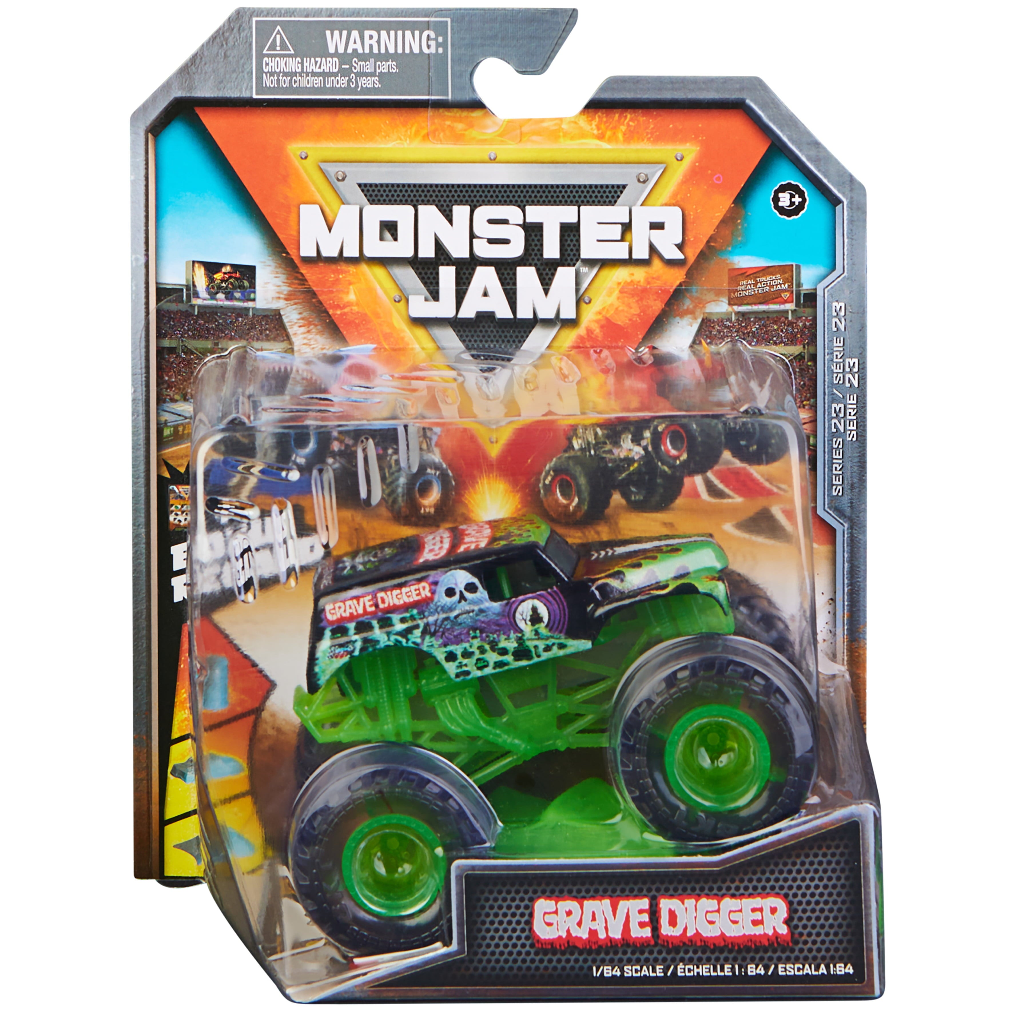 Monster Jam 1:64 Grave Digger Monster Truck， See-Thru Crew Series