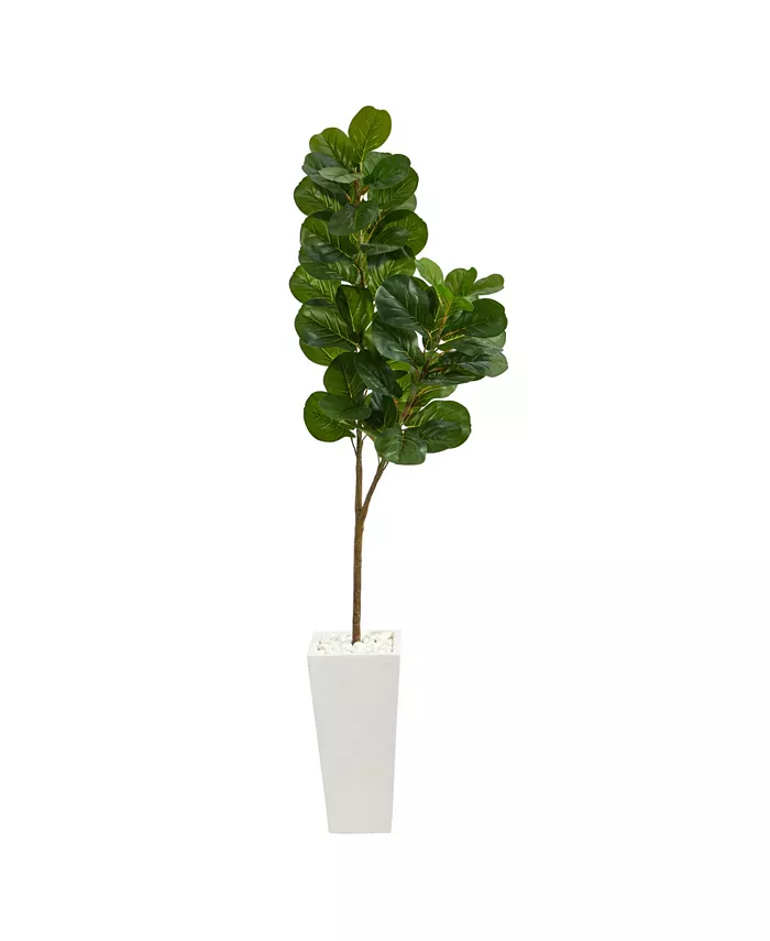 Nearly Natural 6' Fiddle Leaf Fig Artificial Tree in Tall Planter