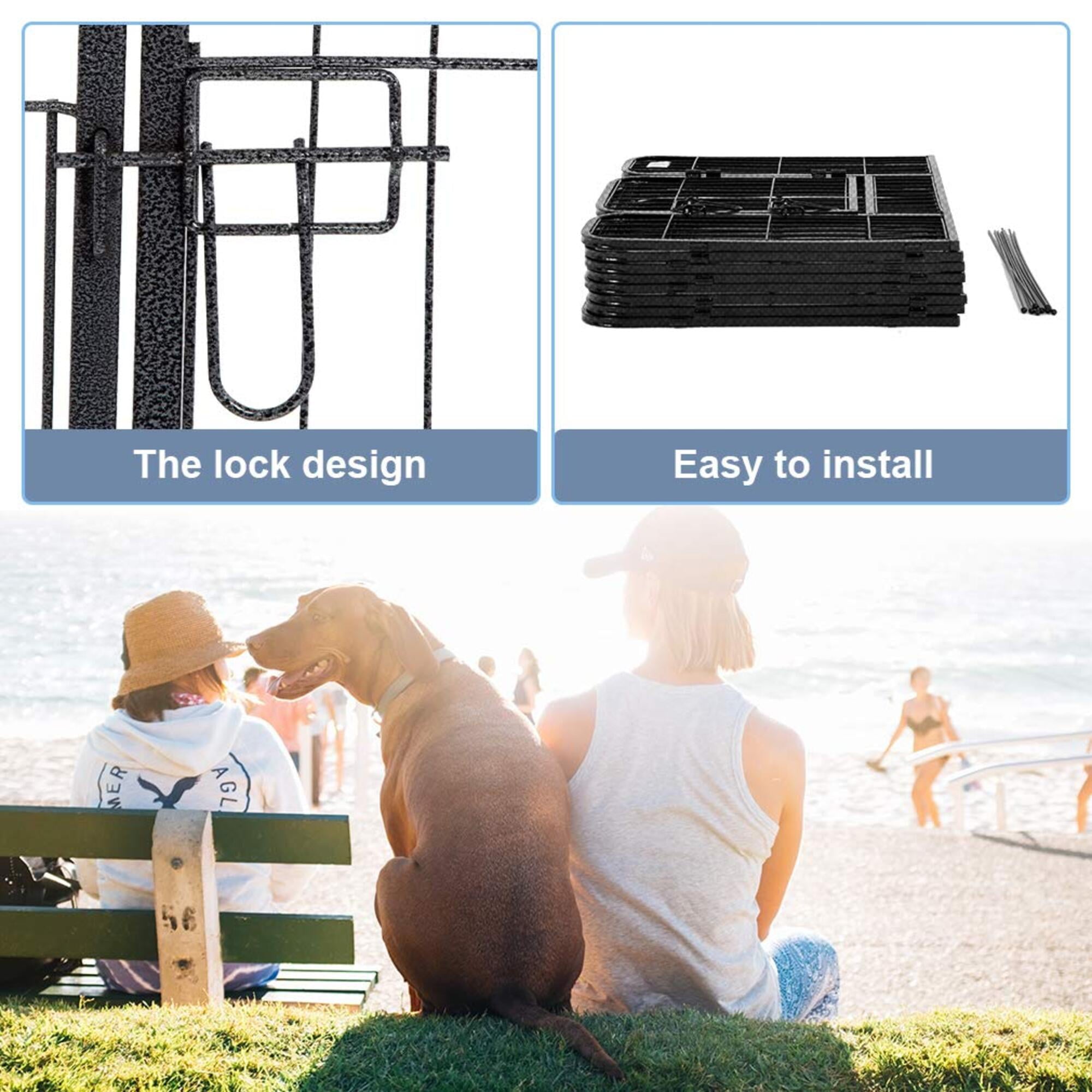 Semiocthome Portable Pet Playpen Outdoor Foldable Metal Fence for Puppy Dog 16 Panels，25