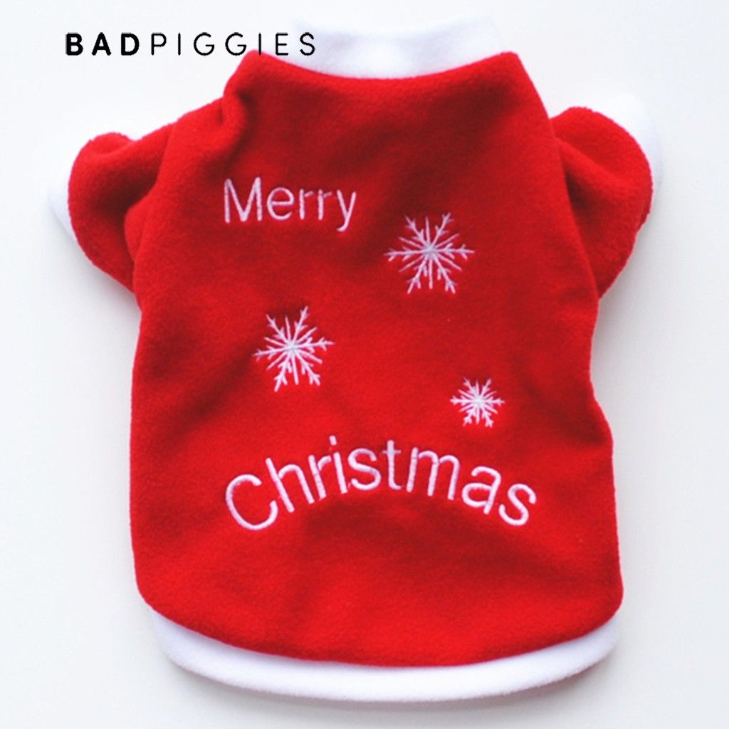 BadPiggies Christmas Dog Clothes Pet Clothes Autumn Winter Sweaters Warm Snowflake Fleece Pullover Dog Clothing For Small Medium Dogs