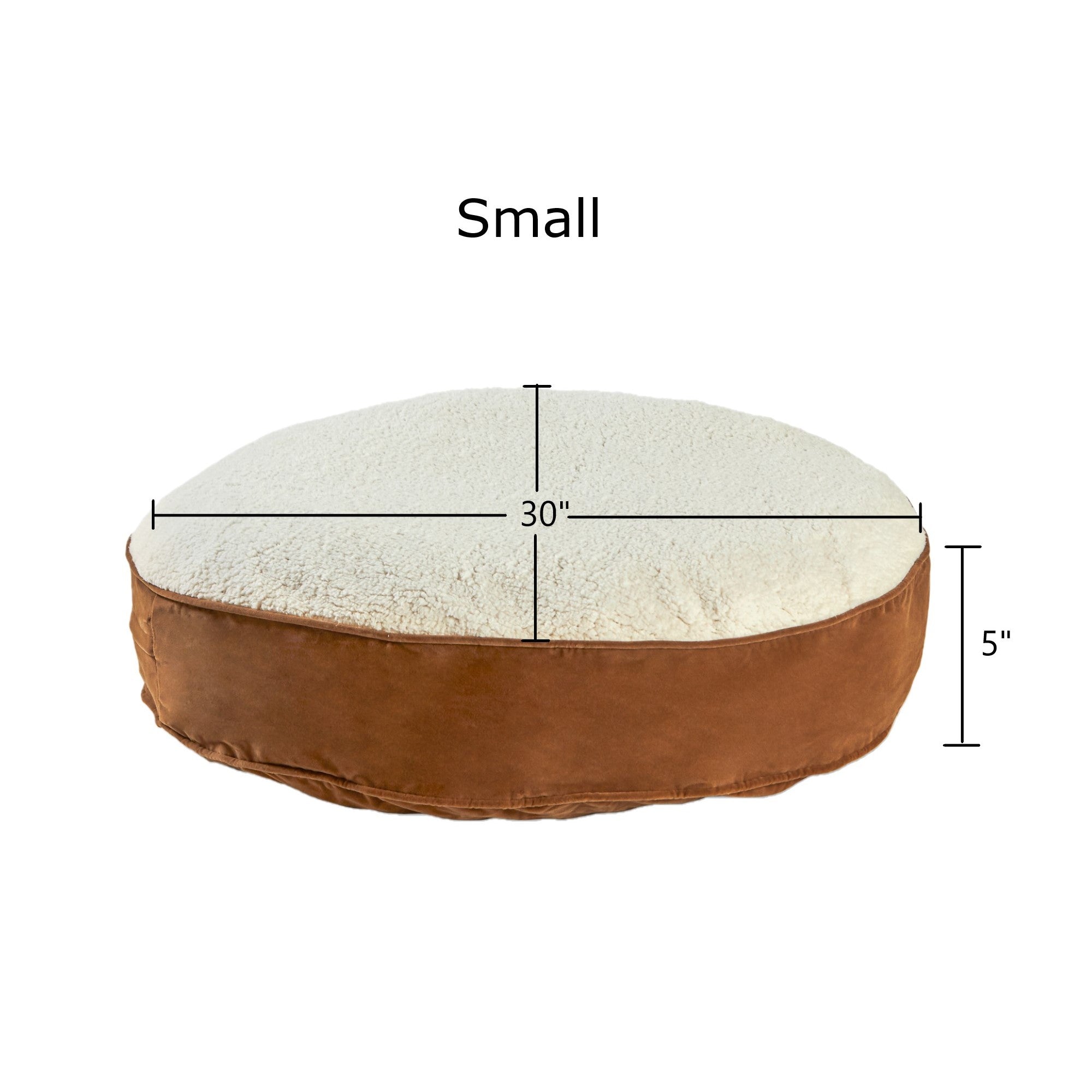 Happy Hounds Scout Sherpa Round Pillow Dog Bed， Latte， Small (30 x 30 in.)