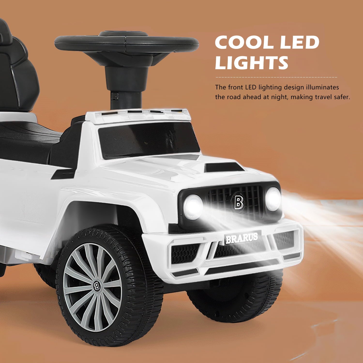 Techvida Kids Push and Ride Race ， Mercedes Push Ride-On Cars， Foot-to-Floor Sliding Car Pushing Cart for Toddler Gift Toy， White