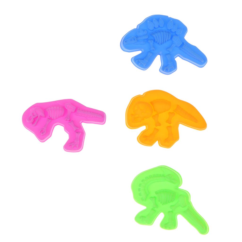Pack of 4 Multi-colored Dinosaur Skeleton s Sand Beach Toy Set, , Triceratops, Stegosaurus and Diplodocus