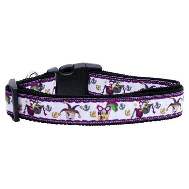 Mardi Gras Nylon Ribbon Dog Collars Large