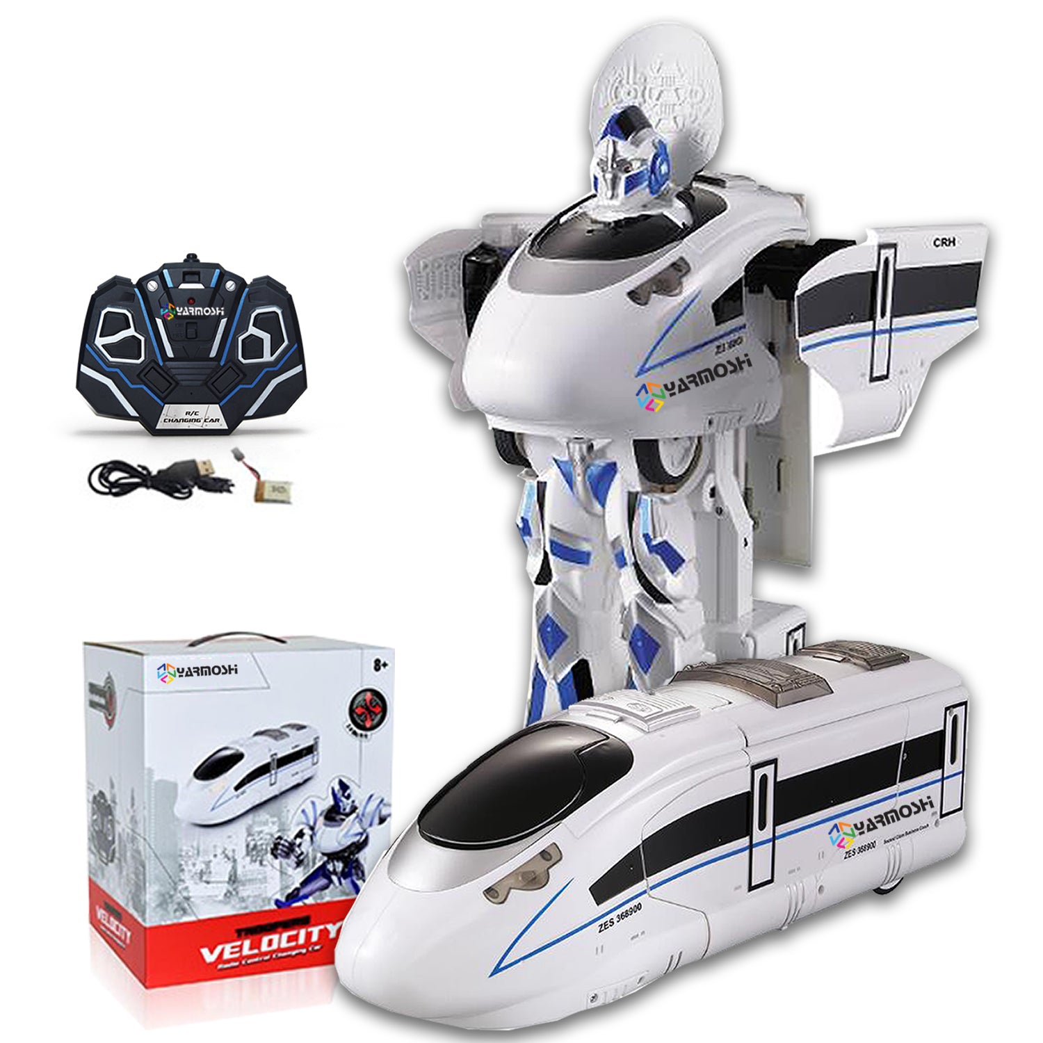 Yarmoshi Bullet Train High Speed Locomotive Robot Modern Voice Controlled Remote Control Gift for Kids Age 5+