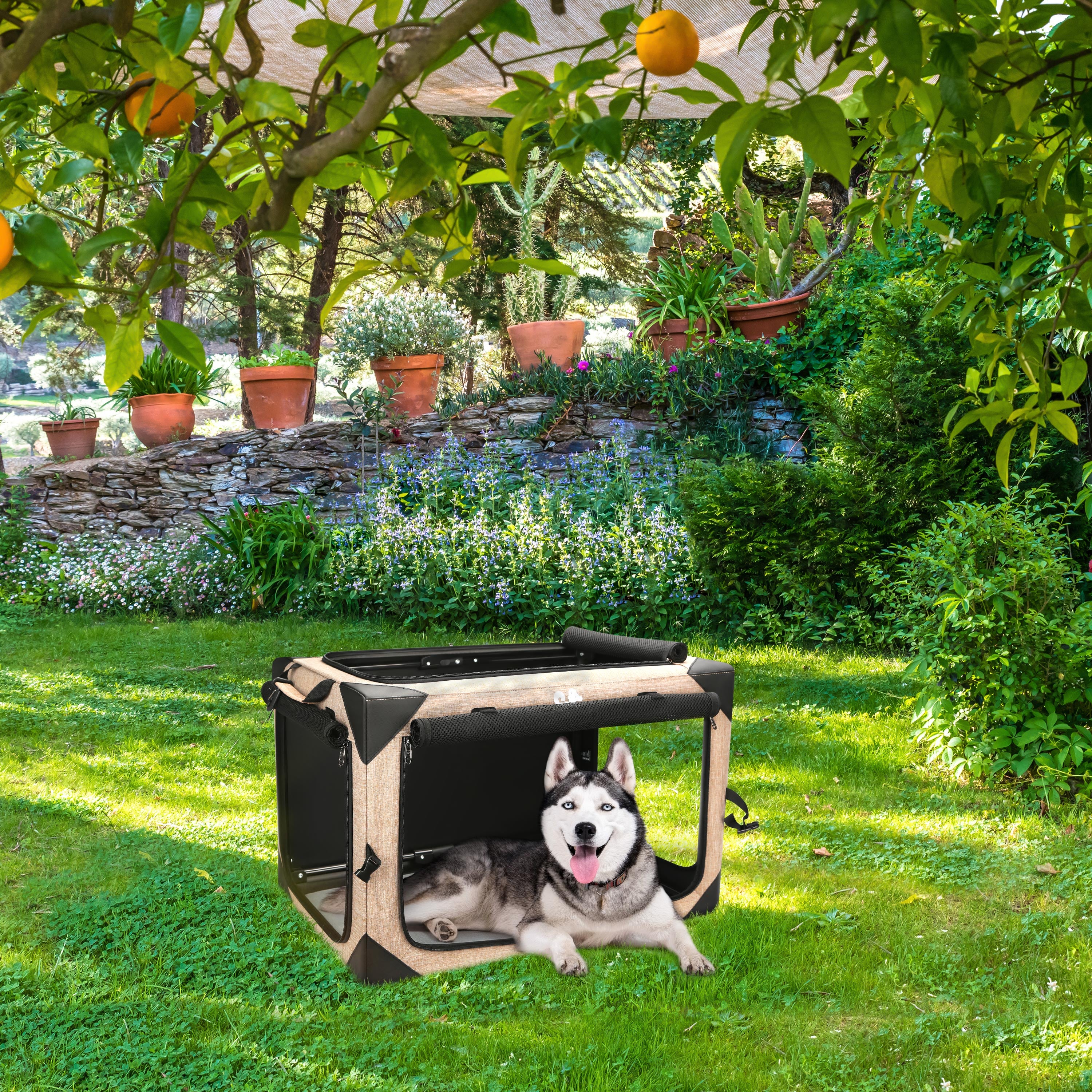 Soft-Sided Dog Crate Quick Portable Folding Washable Kennel for Large Breed