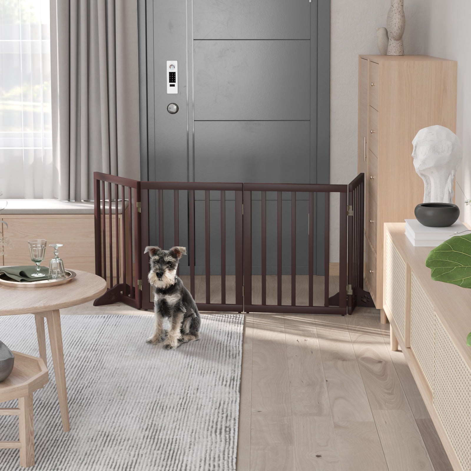 Semiocthome Foldable Wood Extra Wide Baby Gate for Baby，Pet Gates，24