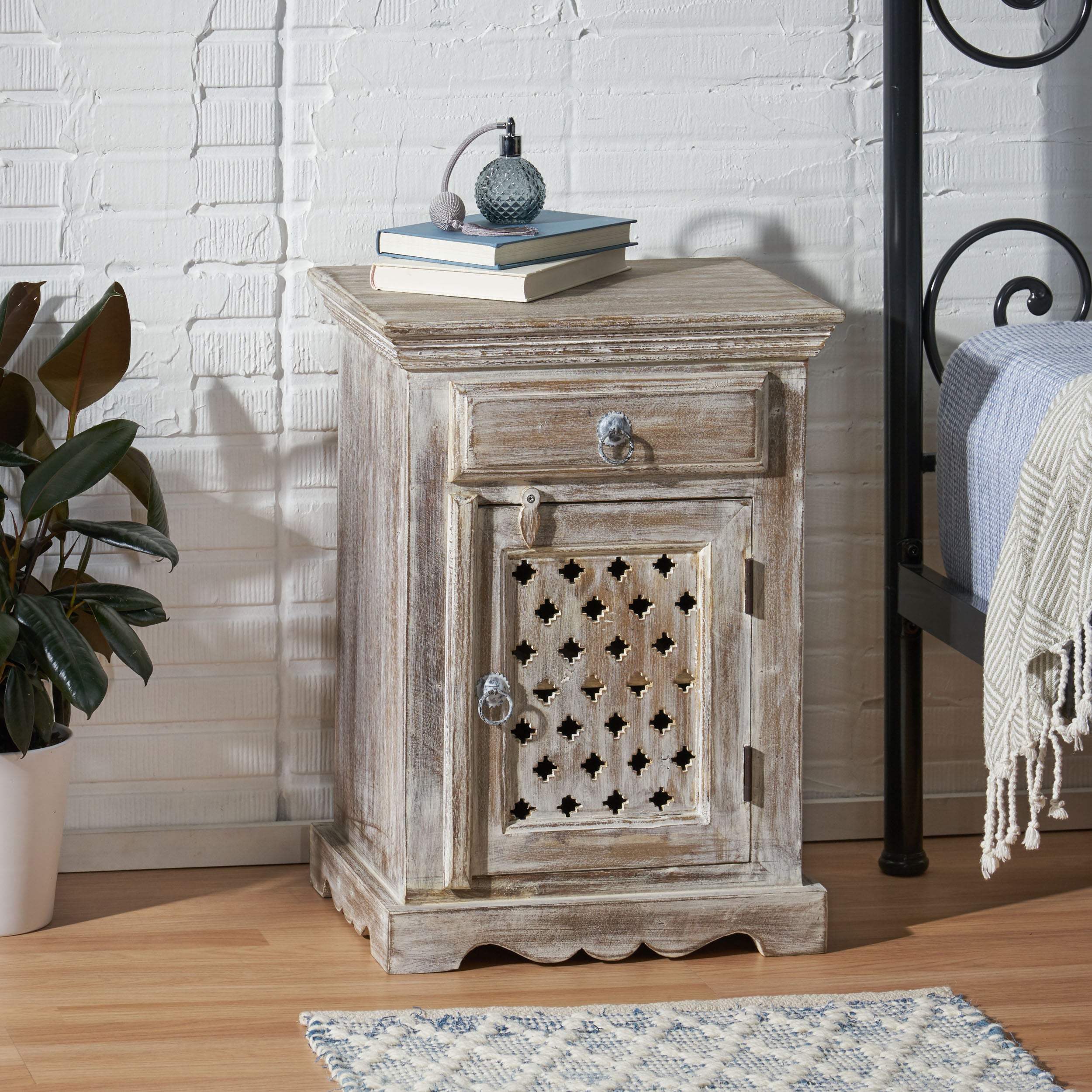 Chaves Handcrafted Boho Mango Wood Nightstand