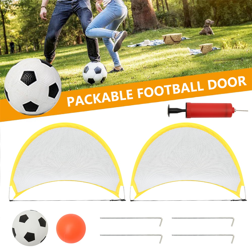 Willstar 2 PCS Collapsible Soccer Goal Pop Up Football Goals Nets Portable Training Football Net for Beach Playground Backyard