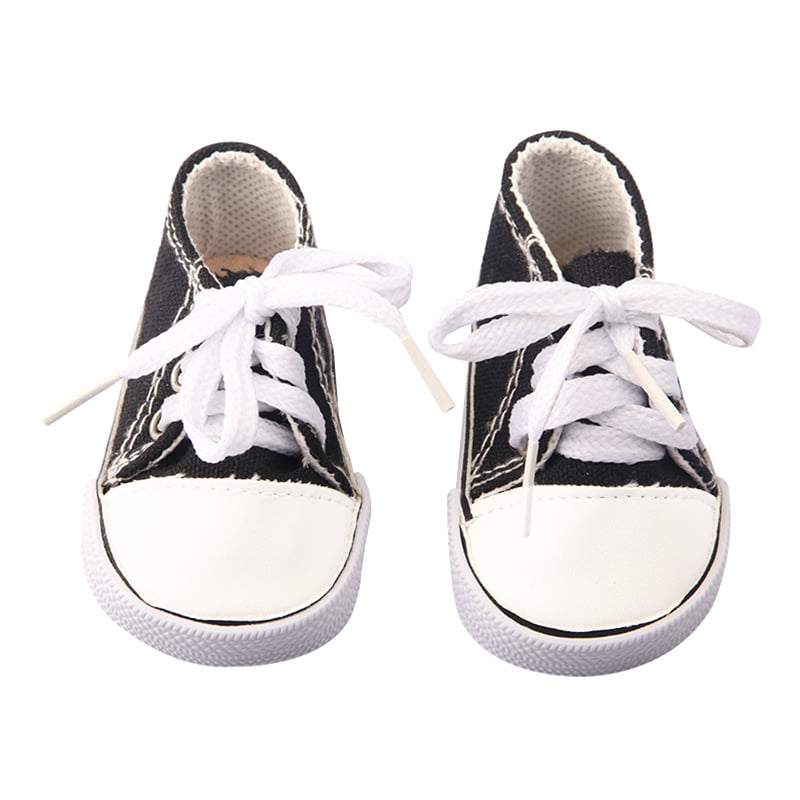 MBD® Black Canvas Tennis Shoes Fits 18 Inch Dolls, 18 Inch Kennedy and Friends Dolls, 15 Inch Baby Dolls- Doll Shoes